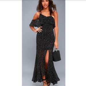 Embrace Me Black Polka Dot One-Shoulder Maxi Dress- NWOT